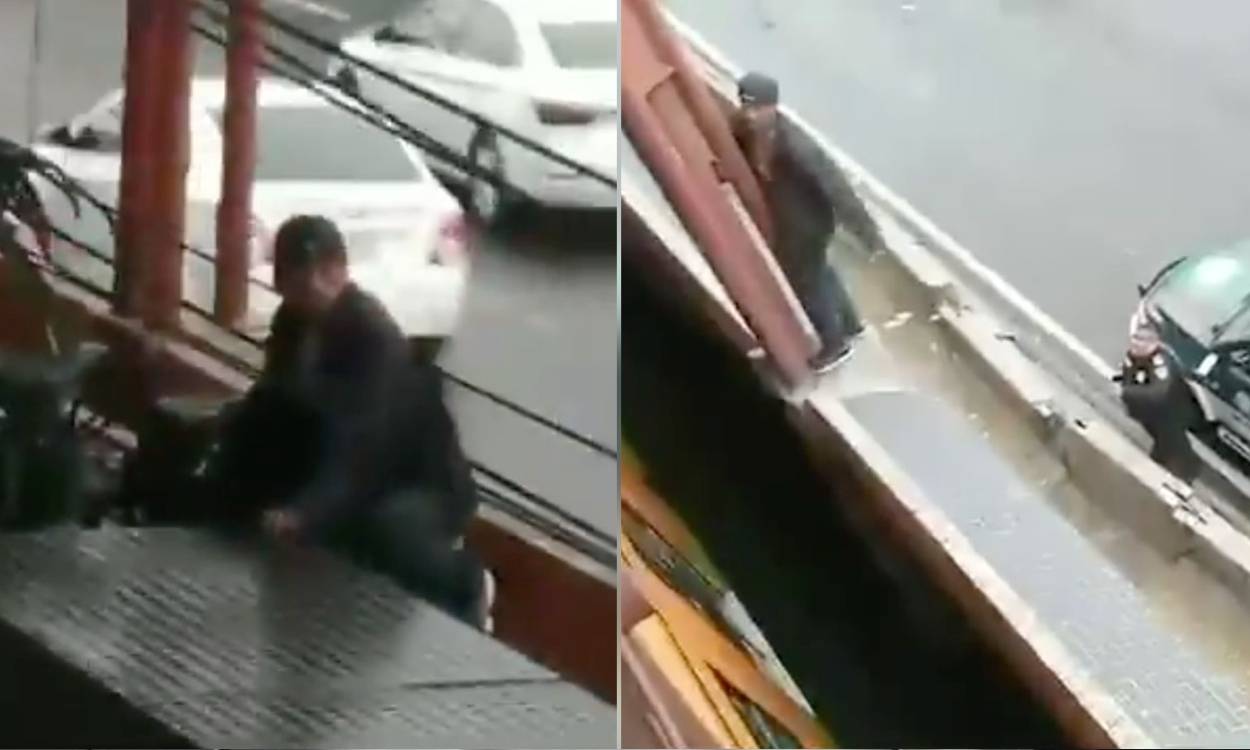 Detienen a hombre en el techo del metro con drogas y arma punzo cortante